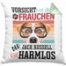 Jack Russell Besitzerin Frauchen Kissen mit Füllung 40x40 Geschenk Lustiger Spruch Geschenkidee Vorsicht Vor Dem Frauchen (Grau) Grün Trendation