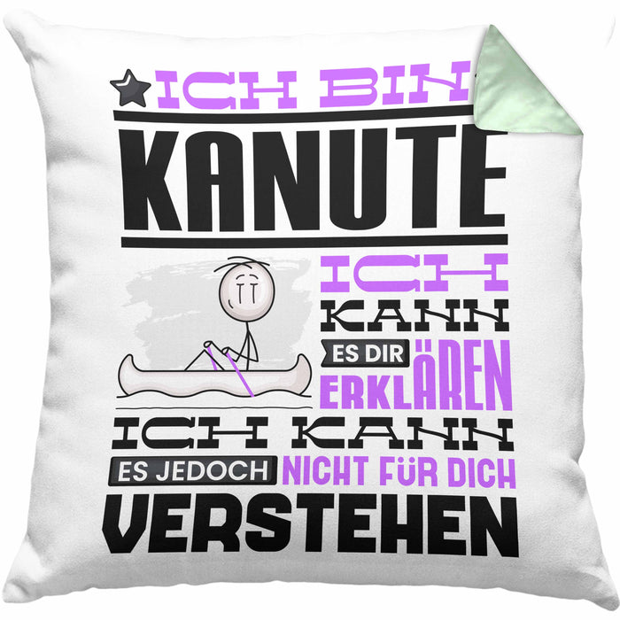 Kanute Geschenk Kaffee-Kissen mit Füllung 40x40 Geschenkidee für Kanute Ich Bin Kanute Ich Kann Es Dir Erklären Jedoch Nicht Für Dich Verstehen Spruch Lustig (Grau) Grün Trendation