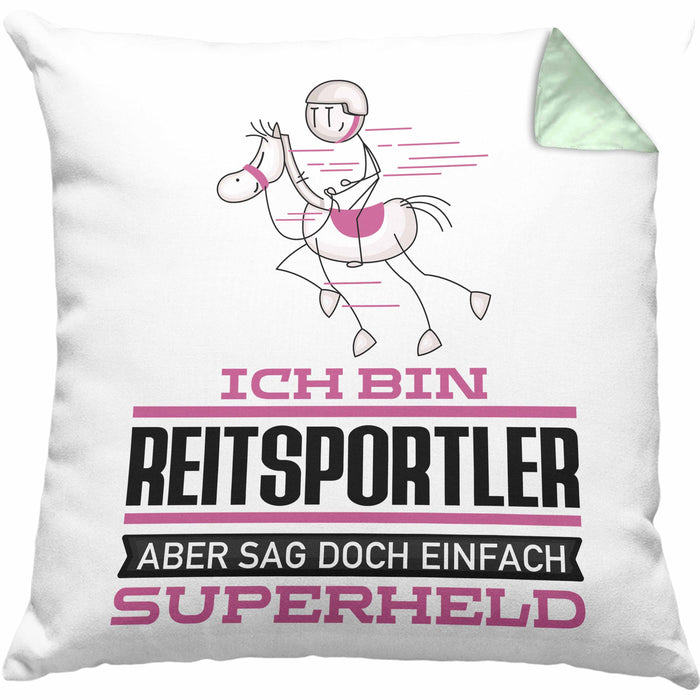 Reitsportler Geschenk Kissen mit Füllung 40x40 Ich Bin Reitsportler Aber Sag Doch Einfach Superheld Lustige Geschenkdiee für Reitsportler (Grau) Grün Trendation