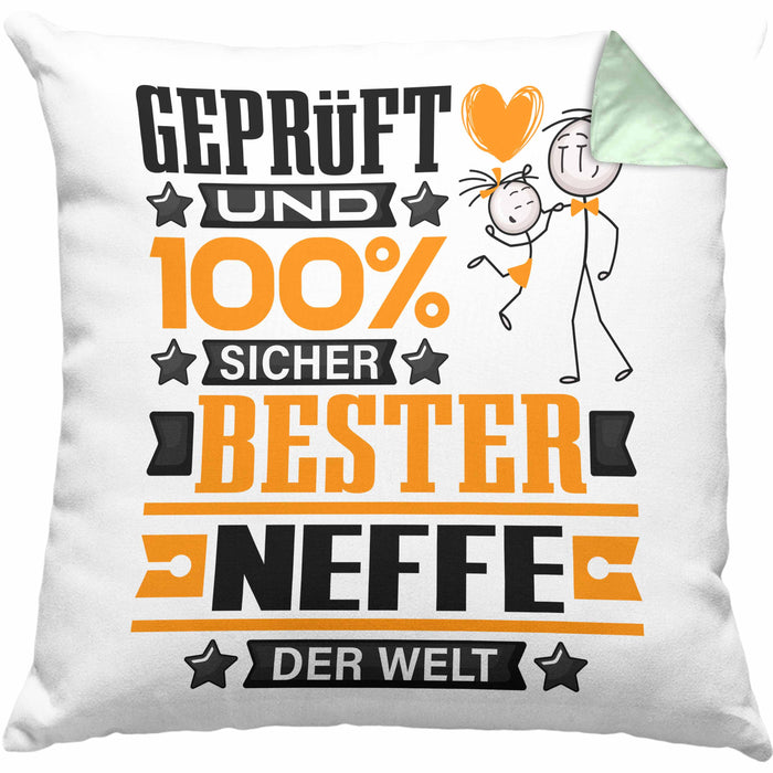 Neffe Geschenk Lustiger Spruch für Neffe Geschenkidee Bester Neffe Der WeltKissen mit Füllung 40x40 (Grau) Grün Trendation