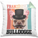 Französische Bulldogge Besitzer Kissen mit Füllung 40x40 Geschenk Lustiger Spruch Geschenkidee Retro Vinatge Französische Bulldogge (Grau) Grün Trendation
