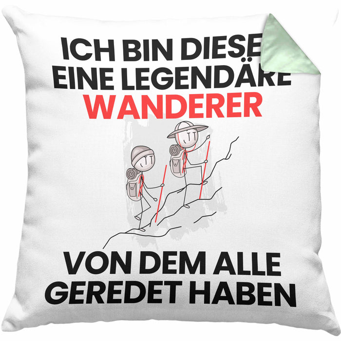 Wandern Geschenk Kissen mit Füllung 40x40 Lustige Geschenkidee Geburtstag für Wandern Ich Bin Dieser Legendäre Wandern Von Dem Alle Geredet Haben (Grau) Grün Trendation