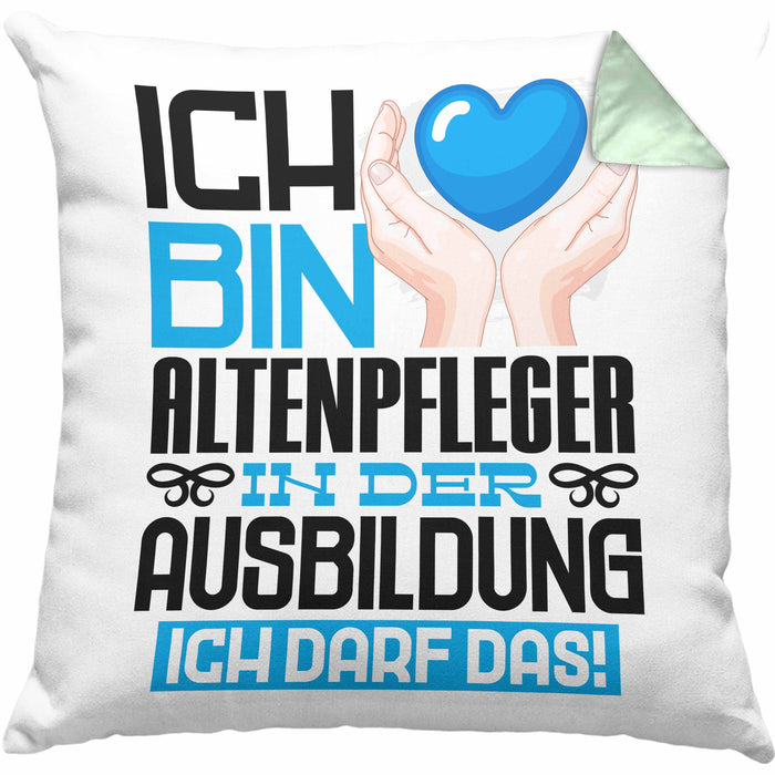 Altenpfleger Ausbildung Kissen mit Füllung 40x40 Geschenk Ich Bin Altenpfleger In Der Ausbildung Ich Darf Das Geschenkidee Spruch (Grau) Grün Trendation