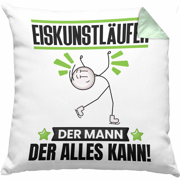 Eiskunstläufer Kissen mit Füllung 40x40 Geschenk für Eiskunstläufer Der Mann Der Alles Kann Geschenkidee zum Geburtstag (Grau) Grün Trendation