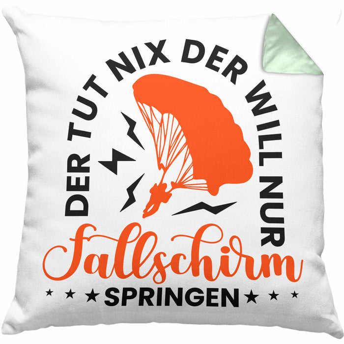 Kissen mit Füllung 40x40 Fallschirmspringer Geschenk Spruch Geschenkidee Fallschirm Springer (Grau) Grün Trendation