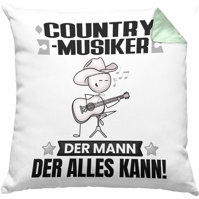 Country-Musiker Kissen mit Füllung 40x40 Geschenk für Country-Musiker Der Mann Der Alles Kann Geschenkidee zum Geburtstag (Grau) Grün Trendation