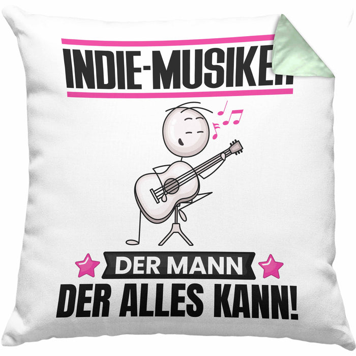 Indie-Musiker Kissen mit Füllung 40x40 Geschenk für Indie-Musiker Der Mann Der Alles Kann Geschenkidee zum Geburtstag (Grau) Grün Trendation