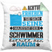 Schwimmer Geschenk Kissen mit Füllung 40x40 Lustiger Spruch Erheben Sie Sich Der Schwimmer Betritt den Raum (Grau) Grün Trendation
