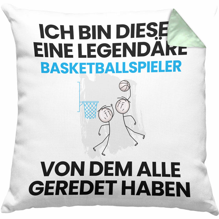 Basketballspieler Geschenk Kissen mit Füllung 40x40 Lustige Geschenkidee Geburtstag für Basketballspieler Ich Bin Dieser Legendäre Basketballspieler Von Dem Alle Geredet Haben (Grau) Grün Trendation