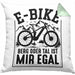 E-Bike Fahrer Geschenk Kissen mit Füllung 40x40 Elektro-Fahrrad Berg Oder Tal Ist Mir Egal Geschenkidee (Grau) Grün Trendation