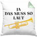 Trompete Kissen mit Füllung 40x40 Geschenk für Musiker Trompeten-Spieler Tuten Geschenkidee Lustig Männer (Grau) Grün Trendation