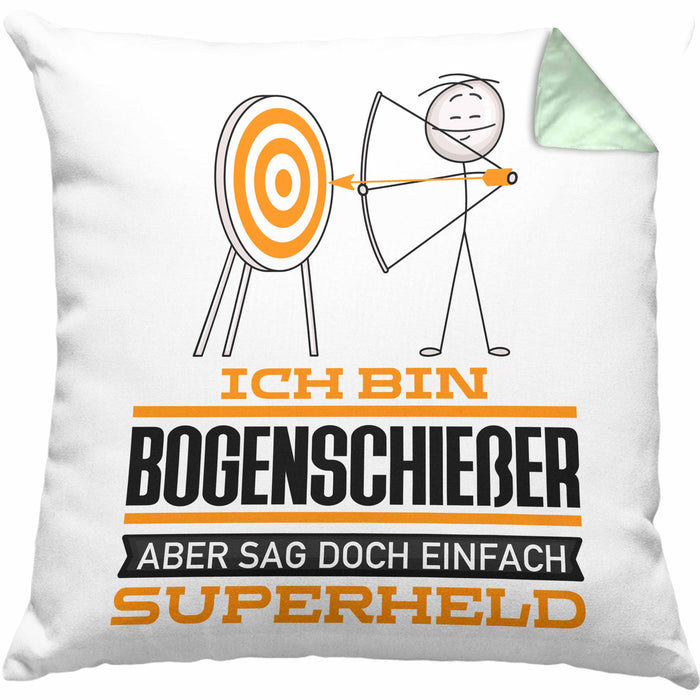 Bogenschießer Geschenk Kissen mit Füllung 40x40 Ich Bin Bogenschießer Aber Sag Doch Einfach Superheld Lustige Geschenkdiee für Bogenschießer (Grau) Grün Trendation