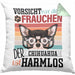 Chihuahua Besitzerin Frauchen Kissen mit Füllung 40x40 Geschenk Lustiger Spruch Geschenkidee Vorsicht Vor Dem Frauchen (Grau) Grün Trendation