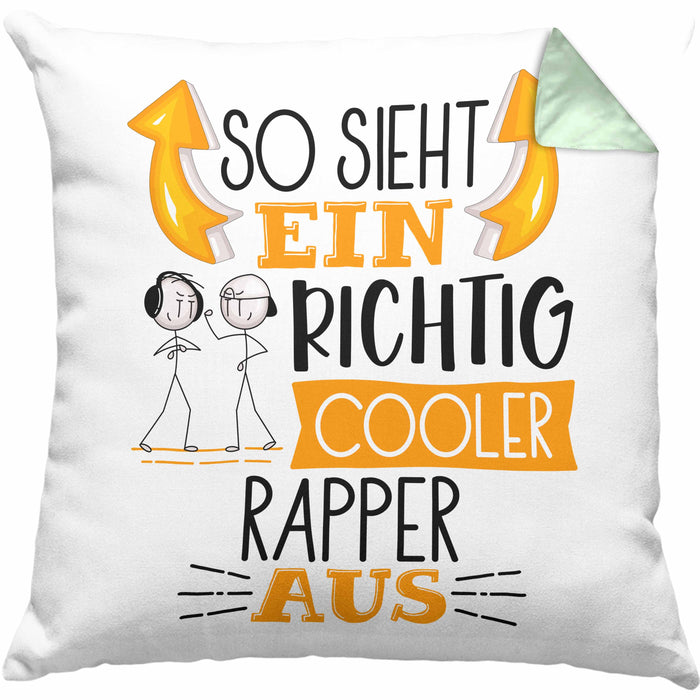 So Sieht Ein Richtig Cooler Rapper Aus Kissen mit Füllung 40x40 Geschenk für Rapper Geburtstag Geschenkdiee (Grau) Grün Trendation
