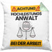 Anwalt Kissen mit Füllung 40x40 Geschenk Lustiger Spruch Geschenkidee für Anwalt Achtung Hochleistungs Anwalt Bei Der Arbeit (Grau) Grün Trendation