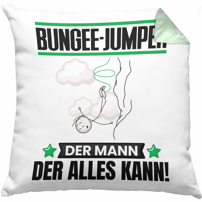 Bungee-Jumper Kissen mit Füllung 40x40 Geschenk für Bungee-Jumper Der Mann Der Alles Kann Geschenkidee zum Geburtstag (Grau) Grün Trendation