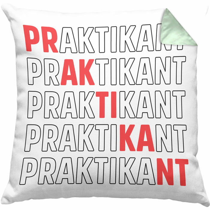 Praktikant Kissen mit Füllung 40x40 Geschenk Lustiger Spruch (Grau) Grün Trendation