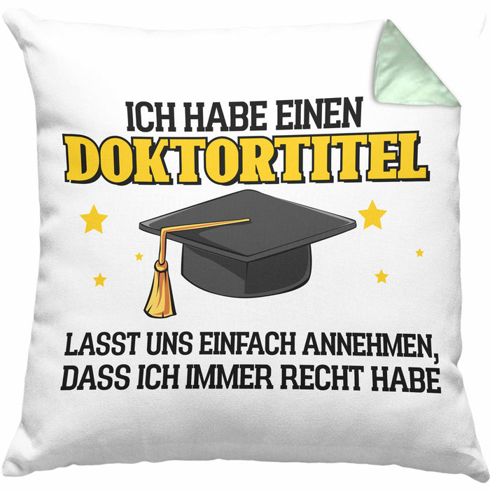 Lustige Kissen mit Füllung 40x40 Doktortitel Bestanden- Geschenk Bestandene Prüfung (Grau) Grün Trendation
