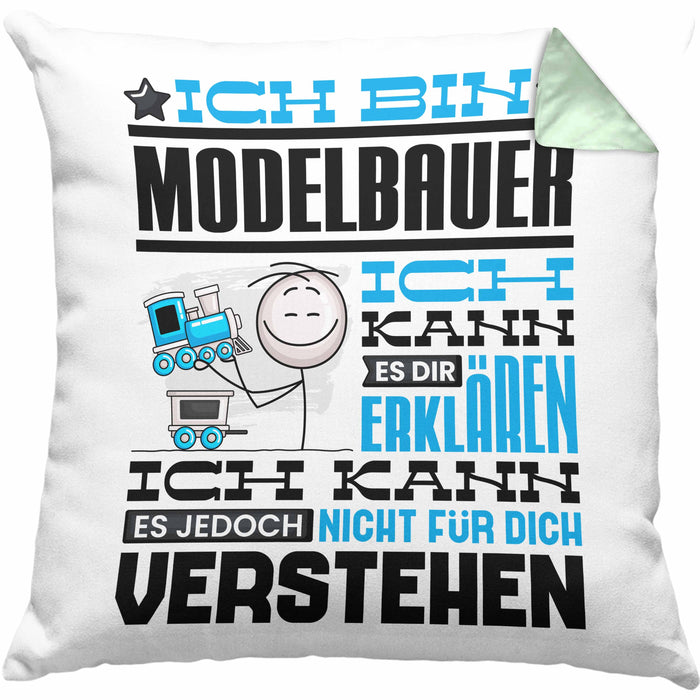 Modelbauer Geschenk Kaffee-Kissen mit Füllung 40x40 Geschenkidee für Modelbauer Ich Bin Modelbauer Ich Kann Es Dir Erklären Jedoch Nicht Für Dich Verstehen Spruch Lustig (Grau) Grün Trendation