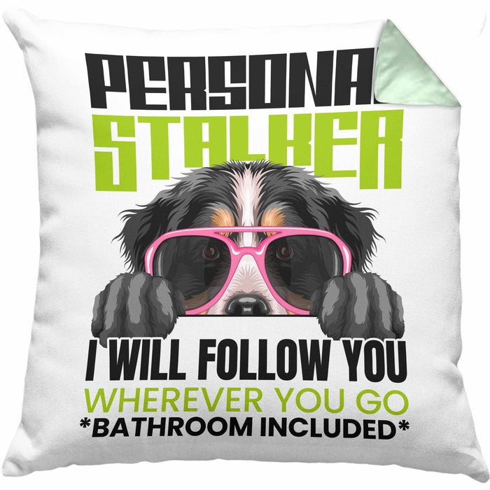 Berner Sennen Besitzerin Kissen mit Füllung 40x40 Geschenk Lustiger Spruch Geschenkidee Personal Stalker (Grau) Grün Trendation