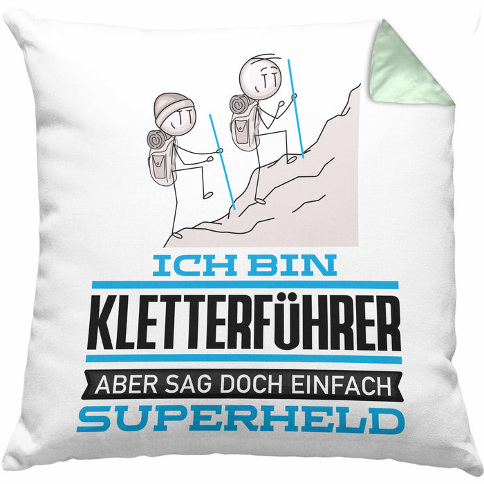 Kletterführer Geschenk Kissen mit Füllung 40x40 Ich Bin Kletterführer Aber Sag Doch Einfach Superheld Lustige Geschenkdiee für Kletterführer (Grau) Grün Trendation