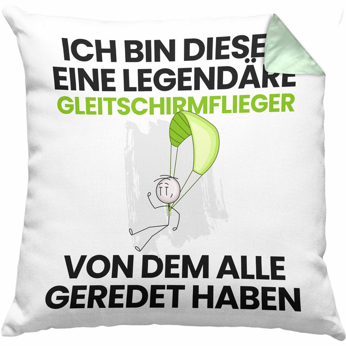 Gleitschirmflieger Geschenk Kissen mit Füllung 40x40 Lustige Geschenkidee Geburtstag für Gleitschirmflieger Ich Bin Dieser Legendäre Gleitschirmflieger Von Dem Alle Geredet Haben (Grau) Grün Trendation