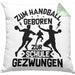 Handball Geschenk Kissen mit Füllung 40x40 Geschenkidee Handball-Spieler Handballspielerin Mädchen Jungs Zum Handball Geboren Zur Schule Gezwungen (Grau) Grün Trendation