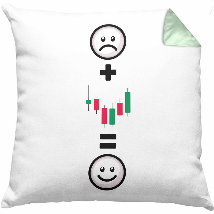 Daytrader Kissen mit Füllung 40x40 Geschenk für Aktien Börse Trading Lustige Geschenkidee :( + Aktien Kurse = :) Geburtstag (Grau) Grün Trendation