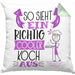 Koch Kissen mit Füllung 40x40 Geschenk So Sieht Ein RIchtig Cooler Koch Aus Geschenkidee Lustiger Spruch Geburtstag (Grau) Grün Trendation