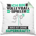 Volleyballspieler Kissen mit Füllung 40x40 Geschenk für Volleyballspieler Geburtstag Lustiger Spruch Was Ist Deine Superkraft (Grau) Grün Trendation