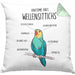 Lustige Wellensittich-Kissen mit Füllung 40x40 Geschenk für Wellensittich-Besitzer (Grau) Grün Trendation
