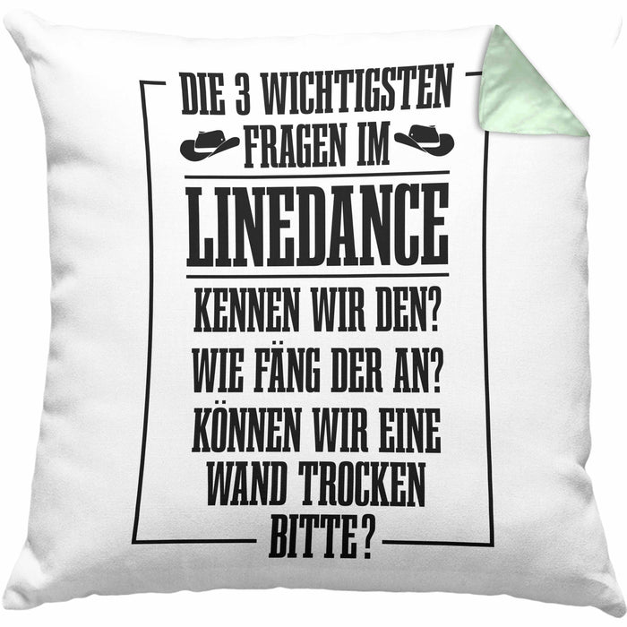 Linedance Geschenke Kissen mit Füllung 40x40 Geschenkidee Spruch Line Dance Frauen Sprüche Können Wir eine Wand Trocken (Grau) Grün Trendation