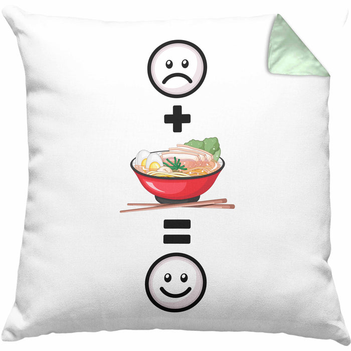 Ramen Kissen mit Füllung 40x40 Geschenk für Ramen Liebhaber Asiatisch :( + Ramen = :) Lustige Geschenkidee Geburtstag (Grau) Grün Trendation