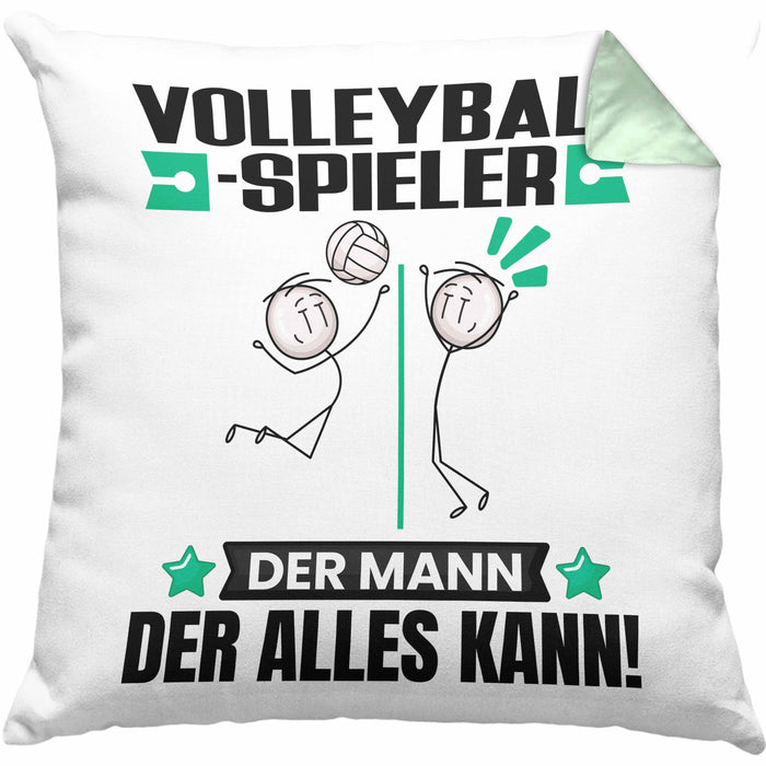 Volleyballspieler Kissen mit Füllung 40x40 Geschenk für Volleyballspieler Der Mann Der Alles Kann Geschenkidee zum Geburtstag (Grau) Grün Trendation