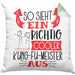 Kung-Fu Kissen mit Füllung 40x40 Geschenk So Sieht Ein Richtig Cooler Kung-Fu Aus Geschenkidee Spruch Lustig (Grau) Grün Trendation