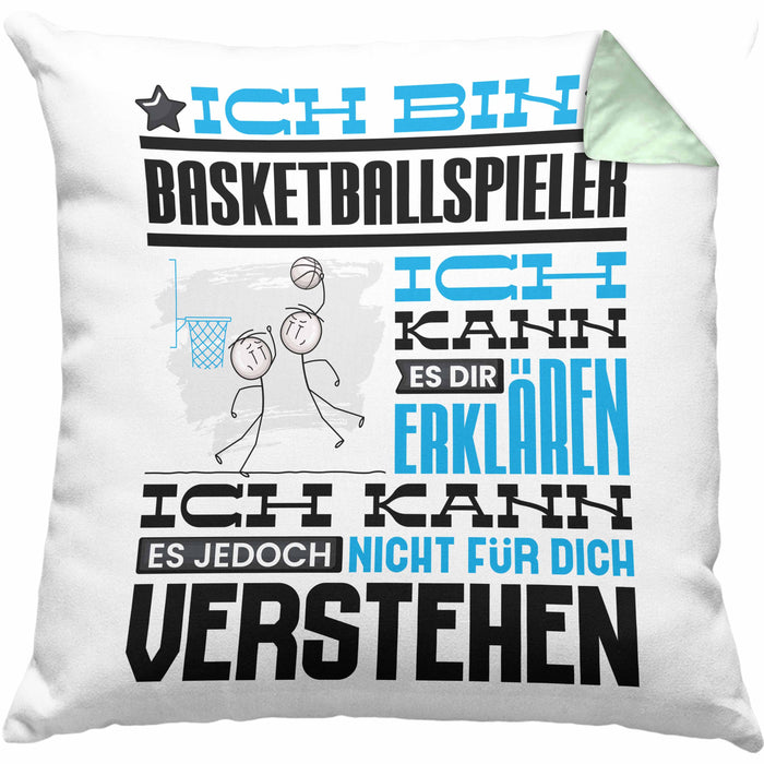 Basketballspieler Geschenk Kaffee-Kissen mit Füllung 40x40 Geschenkidee für Basketballspieler Ich Bin Basketballspieler Ich Kann Es Dir Erklären Jedoch Nicht Für Dich Verstehen Spruch Lustig (Grau) Grün Trendation