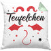 Teufelchen Kissen mit Füllung 40x40 Geschenk für Frauen Teufel (Grau) Grün Trendation