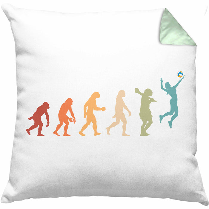 Volleyball Geschenk Kissen mit Füllung 40x40 Evolution Coach Herren Mädchen Kaffee Zubehör Volleyball-Spieler Spielerin (Grau) Grün Trendation