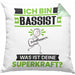 Bassist Kissen mit Füllung 40x40 Geschenk für Bassist Geburtstag Lustiger Spruch Was Ist Deine Superkraft (Grau) Grün Trendation