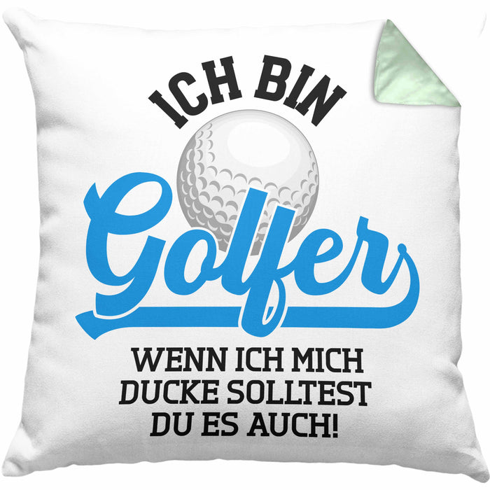 Golf Geschenke Für Männer Frauen Kinder Lustig Kissen mit Füllung 40x40 mit Spruch Golfspieler Kissen mit Füllung 40x40 Damen Witzig (Grau) Grün Trendation