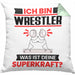 Wrestler Kissen mit Füllung 40x40 Geschenk für Wrestler Geburtstag Lustiger Spruch Was Ist Deine Superkraft (Grau) Grün Trendation