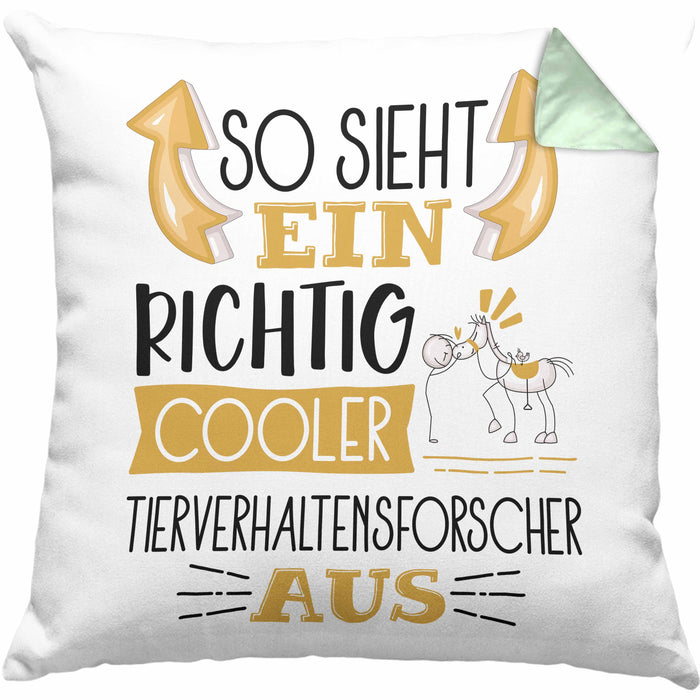 Tierverhaltensforscher Kissen mit Füllung 40x40 So Sieht Ein Richtig Cooler Tierverhaltensforscher Aus Geschenk Lustiger Spruch Geschenkidee (Grau) Grün Trendation