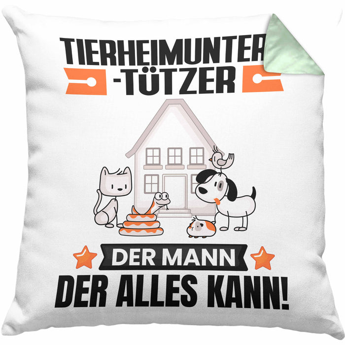 Tierheimunterstützer Kissen mit Füllung 40x40 Geschenk für Tierheimunterstützer Der Mann Der Alles Kann Geschenkidee zum Geburtstag (Grau) Grün Trendation