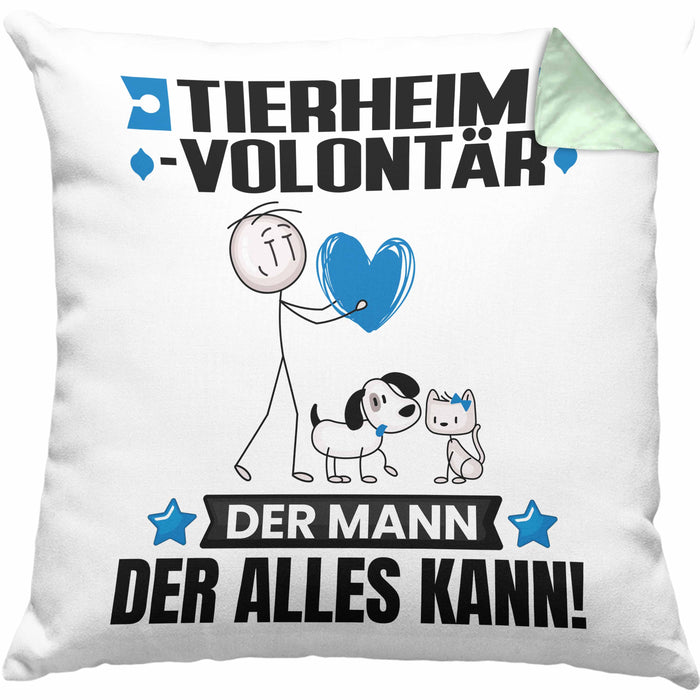 Tierheimvolontär Kissen mit Füllung 40x40 Geschenk für Tierheimvolontär Der Mann Der Alles Kann Geschenkidee zum Geburtstag (Grau) Grün Trendation