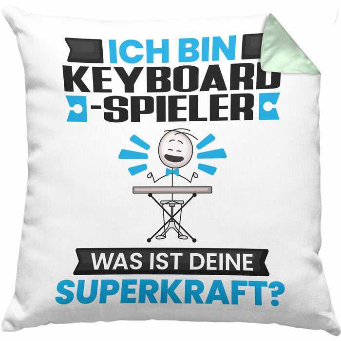 Keyboard-Spieler Kissen mit Füllung 40x40 Geschenk für Keyboard-Spieler Geburtstag Lustiger Spruch Was Ist Deine Superkraft (Grau) Grün Trendation
