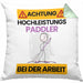 Paddler Kissen mit Füllung 40x40 Geschenk Lustiger Spruch Geschenkidee für Paddler Achtung Hochleistungs Paddler Bei Der Arbeit (Grau) Grün Trendation