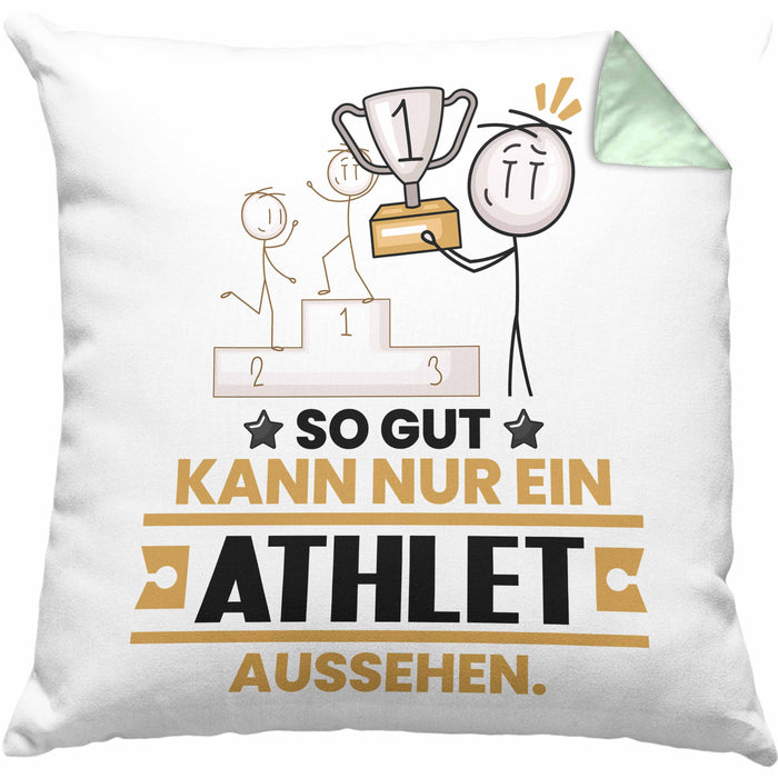 Athlet Geschenk Kissen mit Füllung 40x40 So Gut Kann Nur Ein Athlet Aussehen Geschenkidee (Grau) Grün Trendation