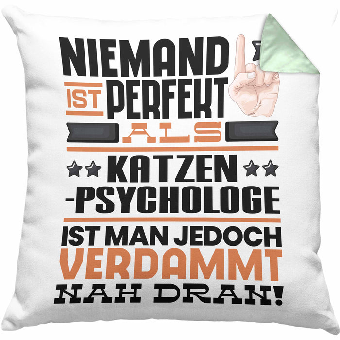 Katzenpsychologe Geschenk Kissen mit Füllung 40x40 Lustige Geschenkidee für Katzenpsychologe Geburtstag Niemand Ist Perfekt Aber Als Katzenpsychologe Ist Man Nah Dran (Grau) Grün Trendation