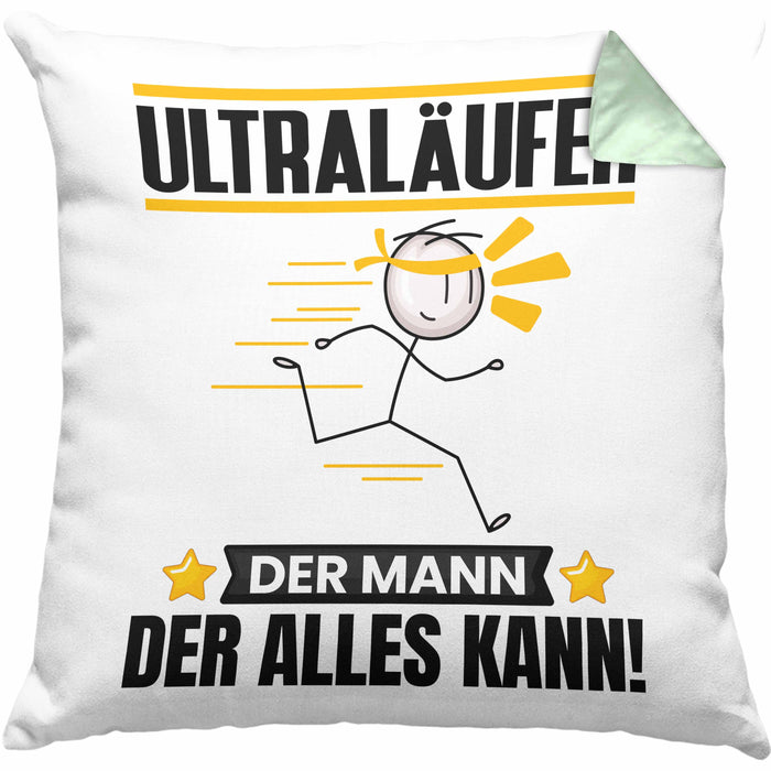 Ultraläufer Kissen mit Füllung 40x40 Geschenk für Ultraläufer Der Mann Der Alles Kann Geschenkidee zum Geburtstag (Grau) Grün Trendation