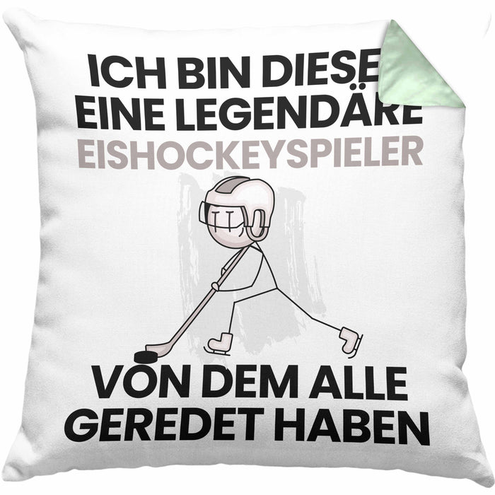 Eishockeyspieler Geschenk Kissen mit Füllung 40x40 Lustige Geschenkidee Geburtstag für Eishockeyspieler Ich Bin Dieser Legendäre Eishockeyspieler Von Dem Alle Geredet Haben (Grau) Grün Trendation